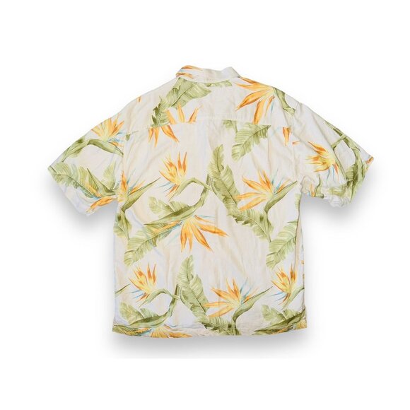 A1 Tommy Bahama Silk Button Front Short Sleeve Shirt Top Large Mens Birds - Picture 2 of 5